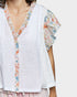 Ivory Floral Ruffle Sleeve Blouse
