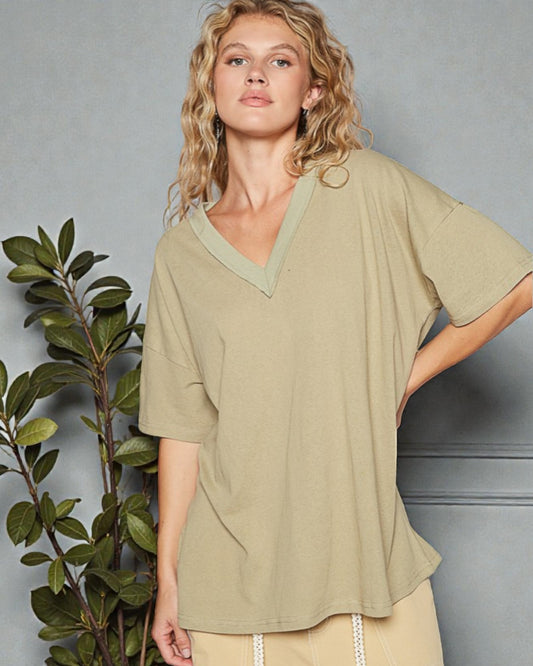 Sage V-Neck Relaxed Tee
