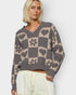 Charcoal Checkered Heart Sweater