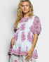 Ivory & Pink Floral Cotton Babydoll Top