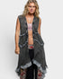 Black Open Front Crochet Vest