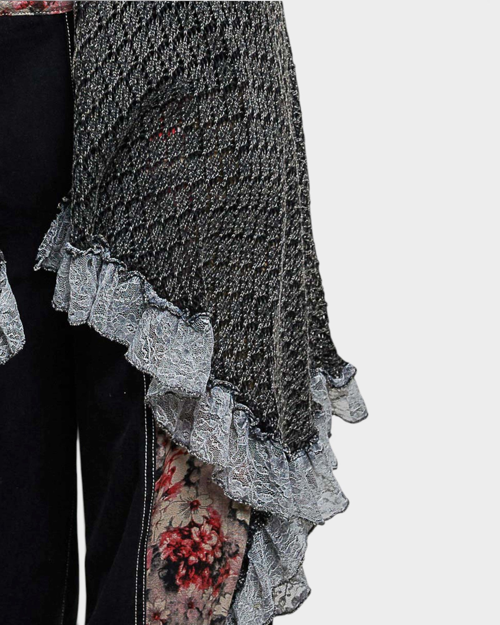 Black Open Front Crochet Vest