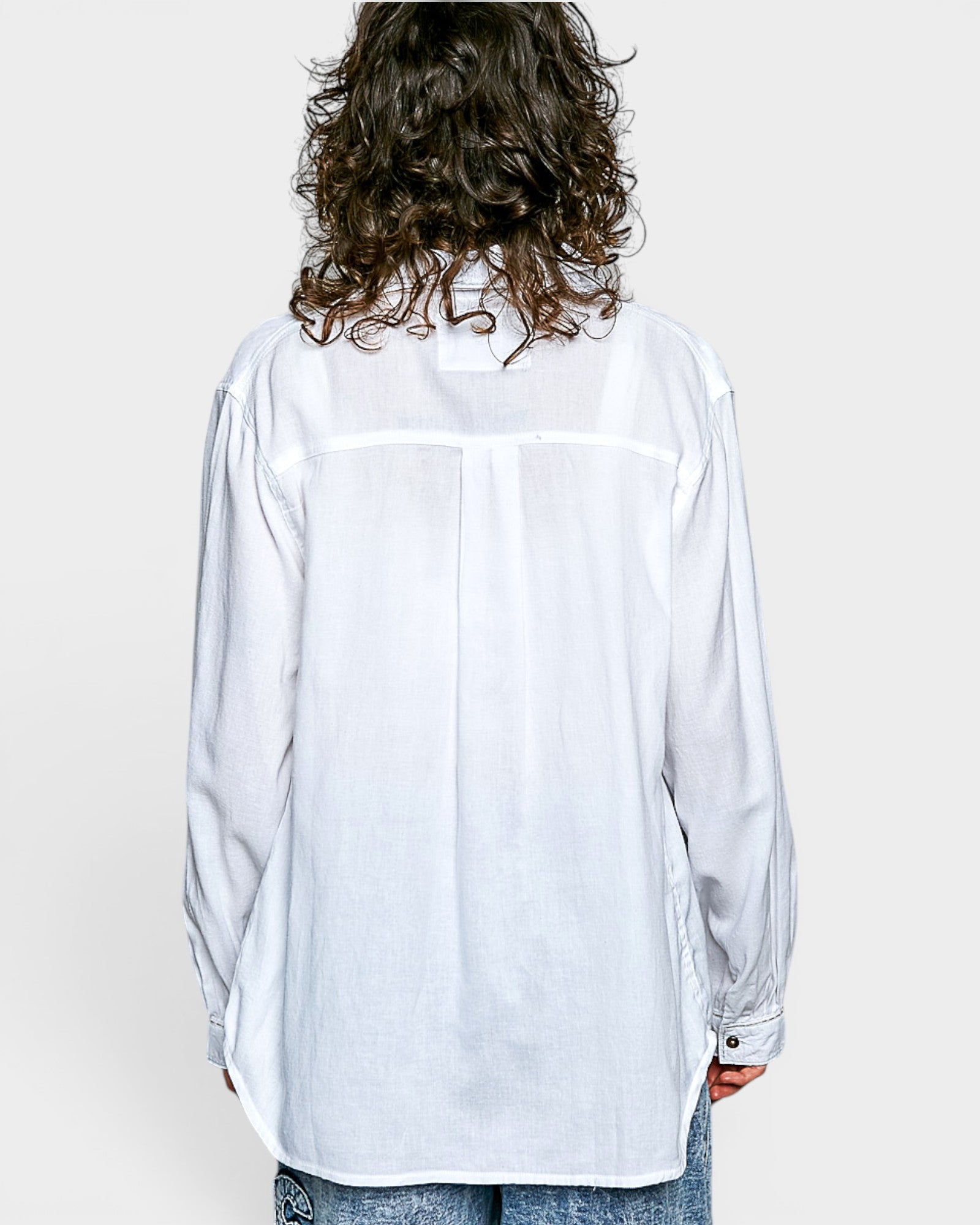 Off White Cotton Button Down Shirt