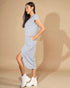 Heather Gray Hooded Short Sleeve Midi Dress
