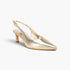 Gold Metallic Rhinestone Heel Slingback Pumps