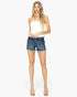 Dark Wash High-Rise Denim Cargo Shorts