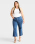 Jean court taille haute avec ourlet brut et effet gainant du ventre en ardoise bleue