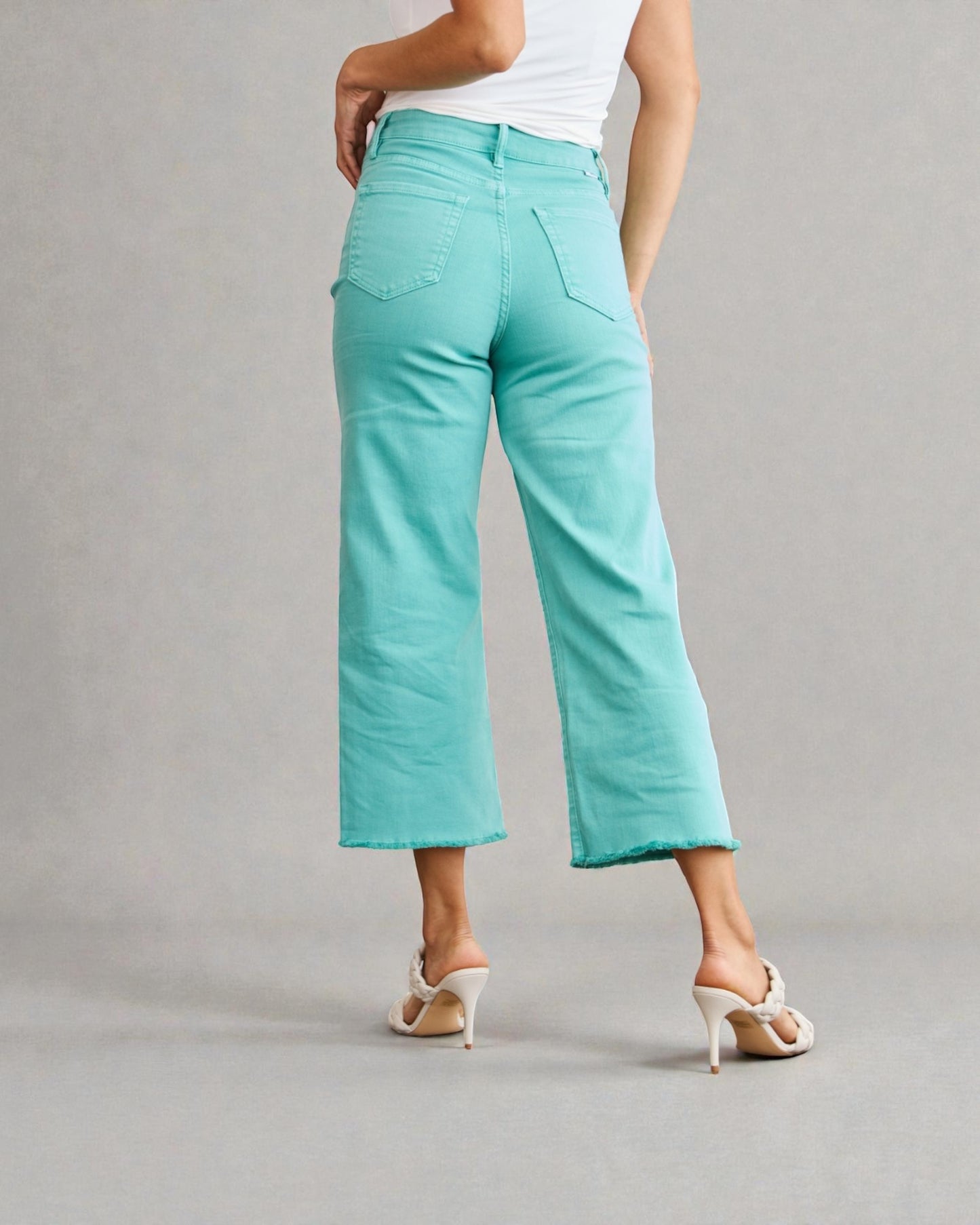Aqua High Rise Cropped Wide Leg Jeans