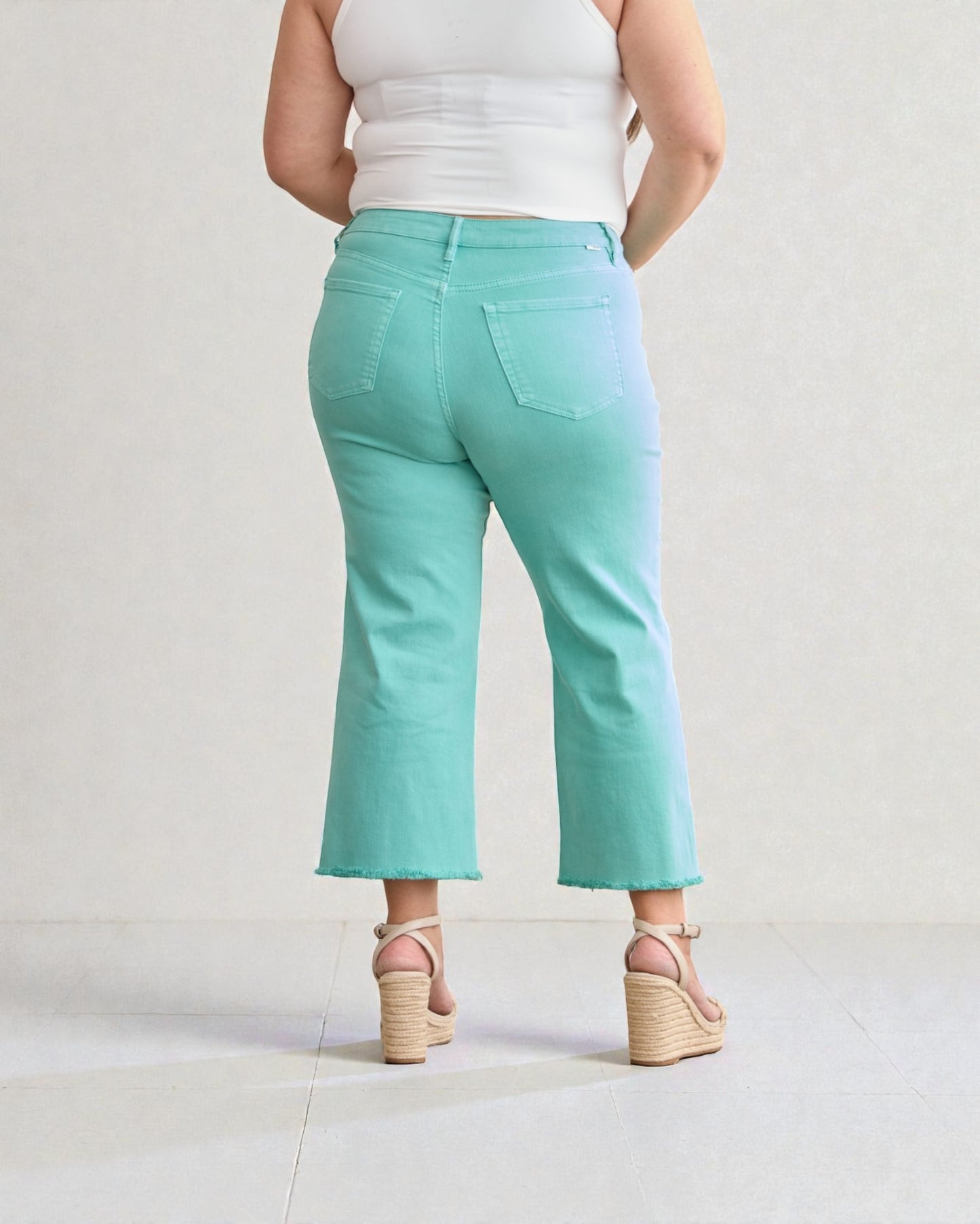 Aqua High Rise Cropped Wide Leg Jeans