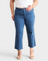 Jean court taille haute avec ourlet brut et effet gainant du ventre en ardoise bleue