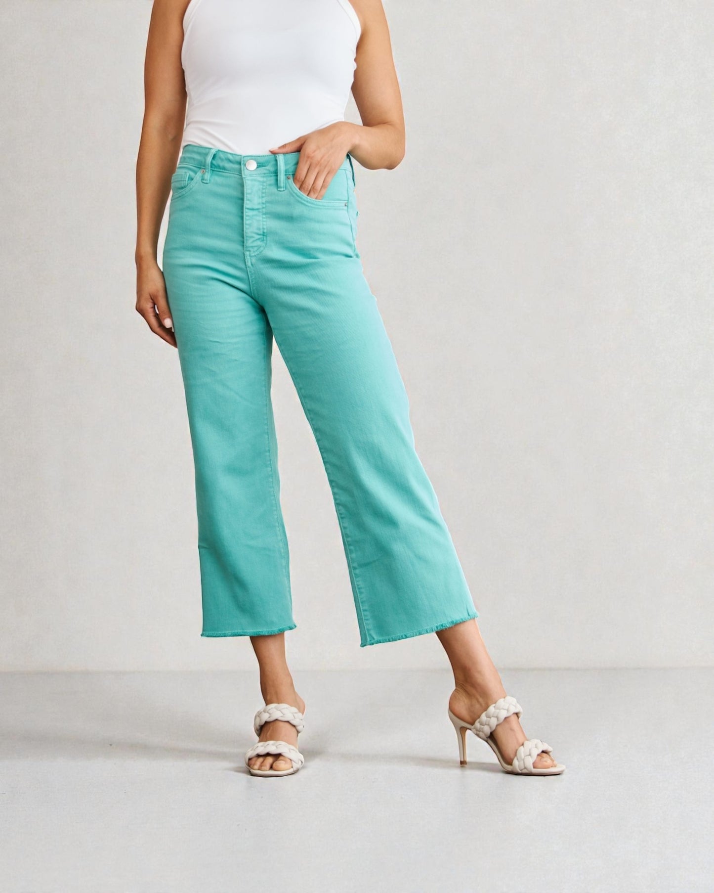 Aqua High Rise Cropped Wide Leg Jeans