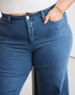 Mid Wash Cropped Wide Leg Jeans