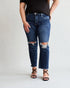 Dark Wash Distressed Straight Jeans