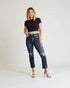 Dark Wash Distressed Straight Jeans