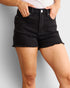 Short en jean taille haute gainant en noir