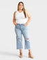 Light Wash High Rise Tummy Control Crop Jeans