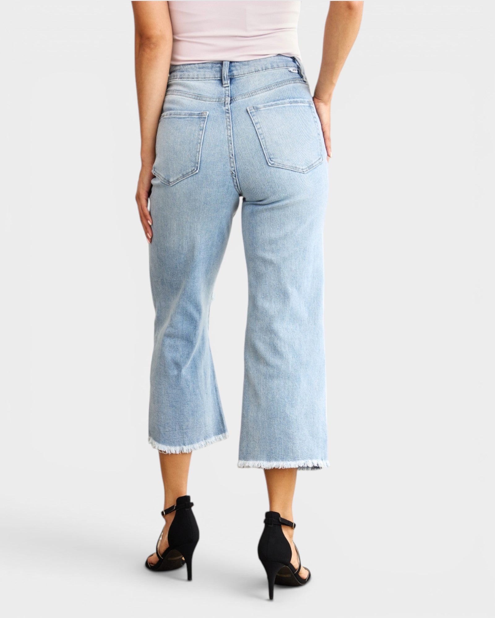 Light Wash High Rise Tummy Control Crop Jeans