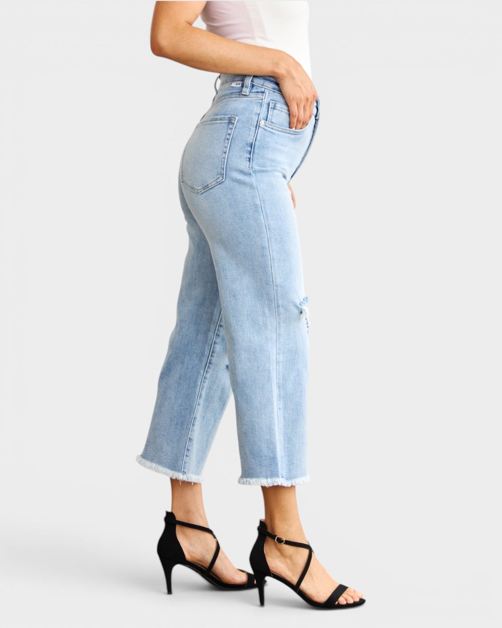 Light Wash High Rise Tummy Control Crop Jeans