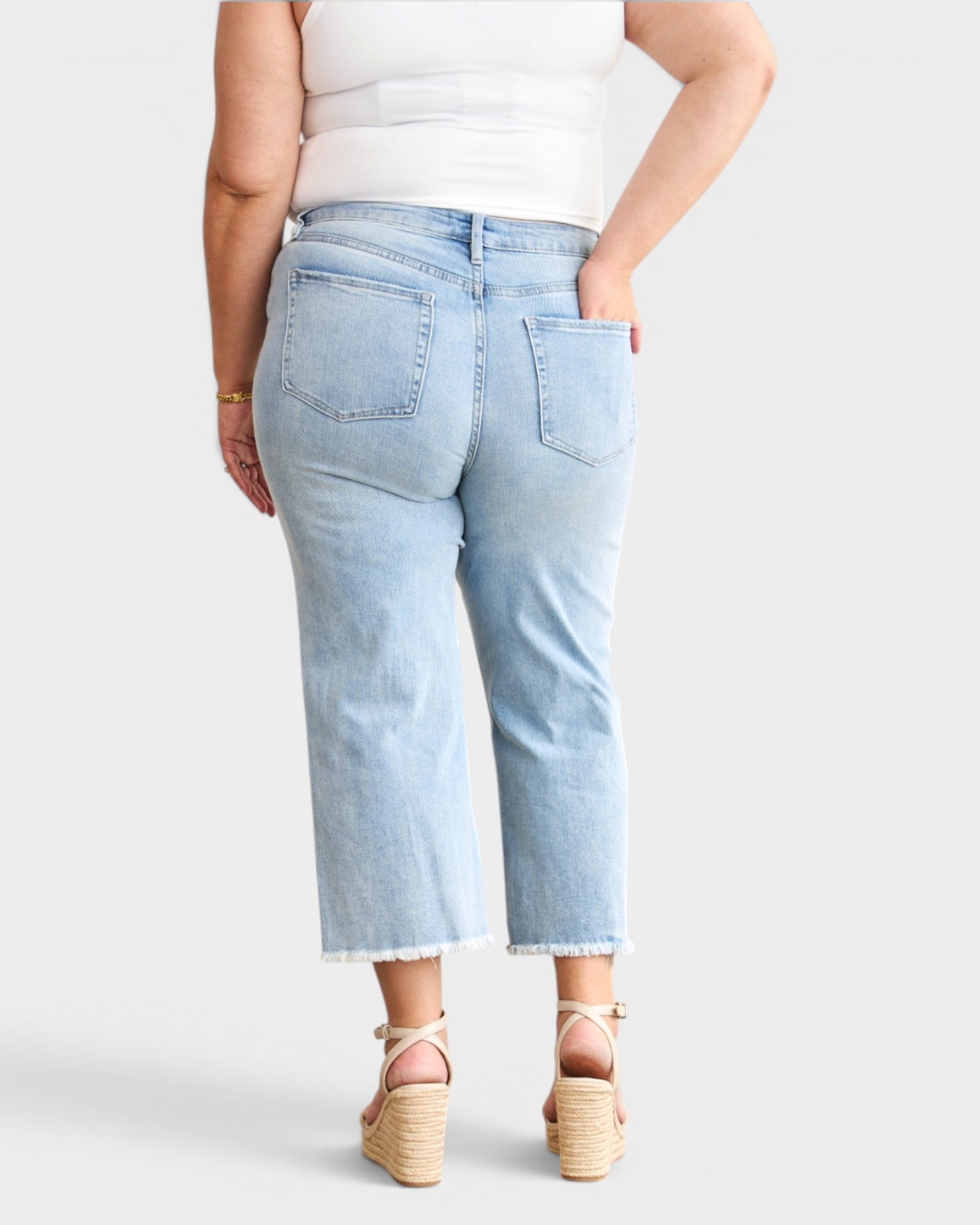 Light Wash High Rise Tummy Control Crop Jeans