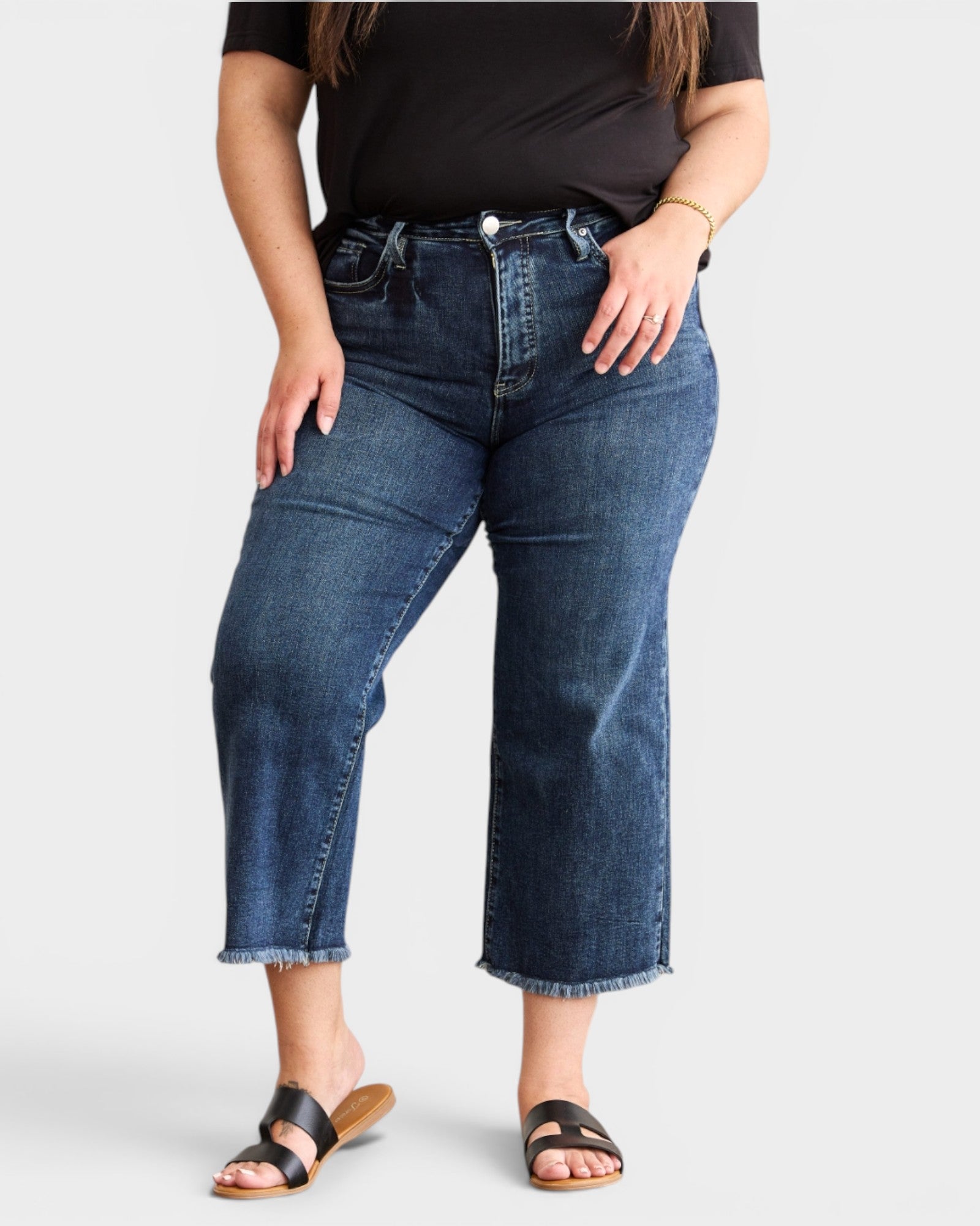 Dark Wash High Rise Tummy Control Crop Jeans