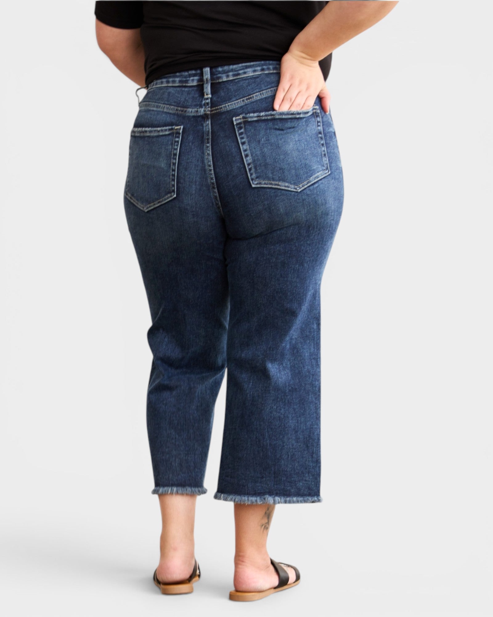 Dark Wash High Rise Tummy Control Crop Jeans