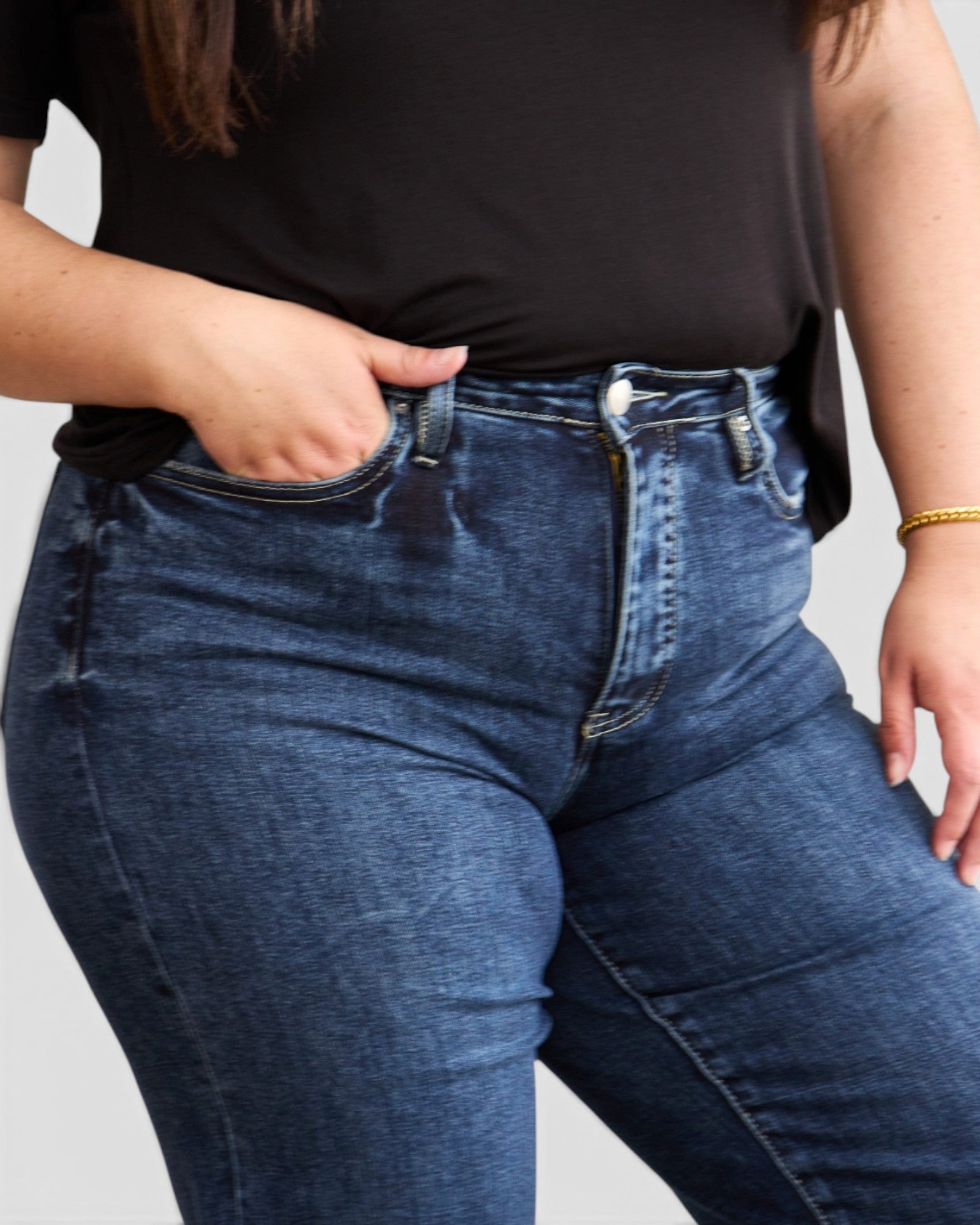 Dark Wash High Rise Tummy Control Crop Jeans