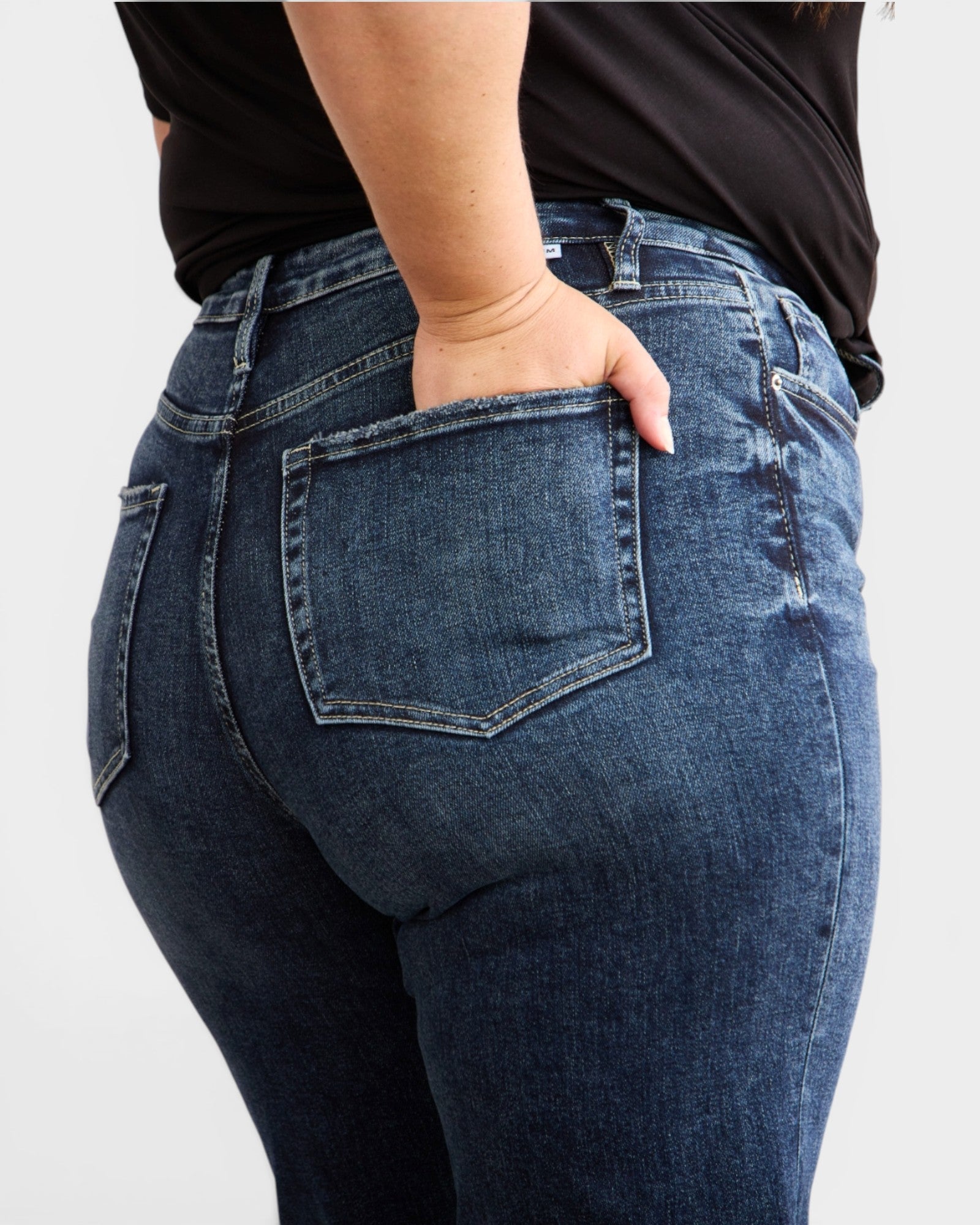 Dark Wash High Rise Tummy Control Crop Jeans