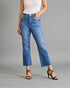Medium Wash High Rise Cropped Flare Jeans