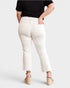 Jean taille haute gainant à ourlet brut en blanc cassé