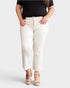 Jean taille haute gainant à ourlet brut en blanc cassé
