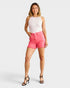 Short en jean taille haute avec ourlet brut et effet gainant du ventre en corail sucre