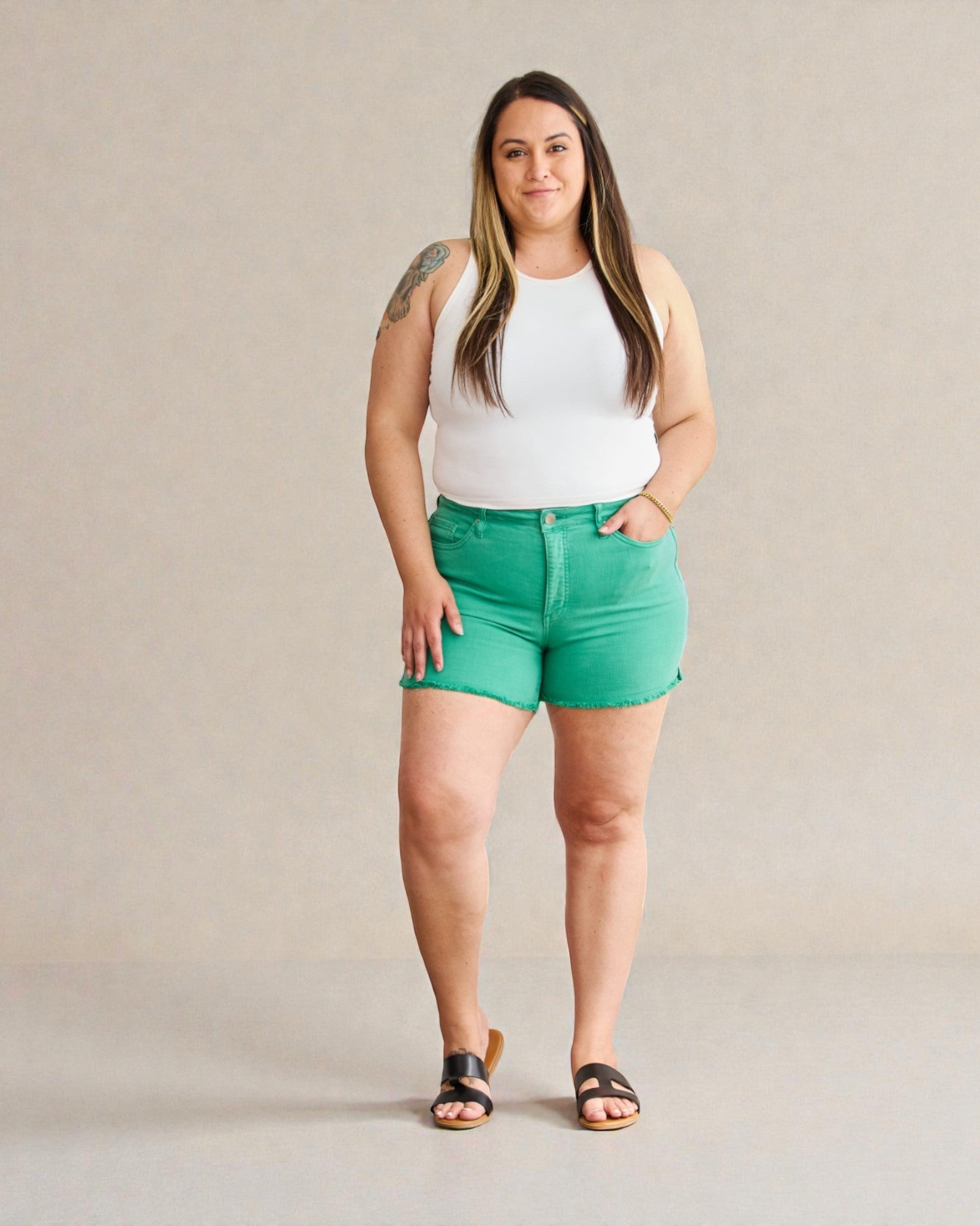 Aqua High Rise Denim Shorts