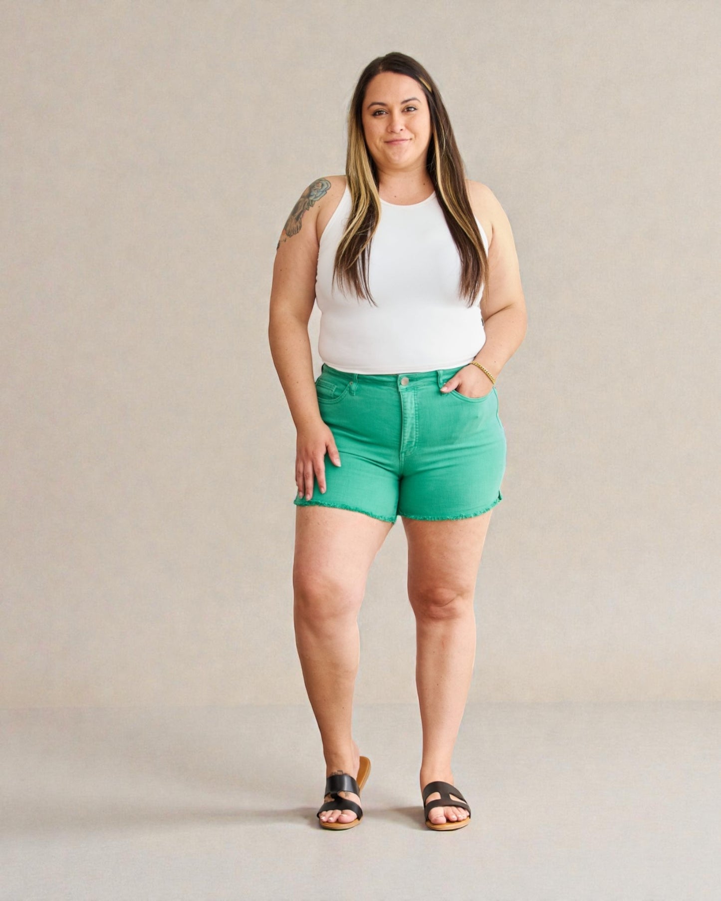 Aqua High Rise Denim Shorts