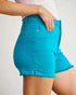 Turquoise High Rise Denim Shorts