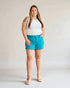 Turquoise High Rise Denim Shorts