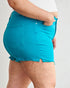 Turquoise High Rise Denim Shorts