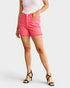 Short en jean taille haute avec ourlet brut et effet gainant du ventre en corail sucre