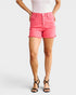 Short en jean taille haute avec ourlet brut et effet gainant du ventre en corail sucre