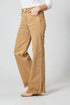 Camel High-Rise Frayed Hem Flare Jeans