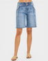 Medium Wash Seam Detail Bermuda Denim Shorts