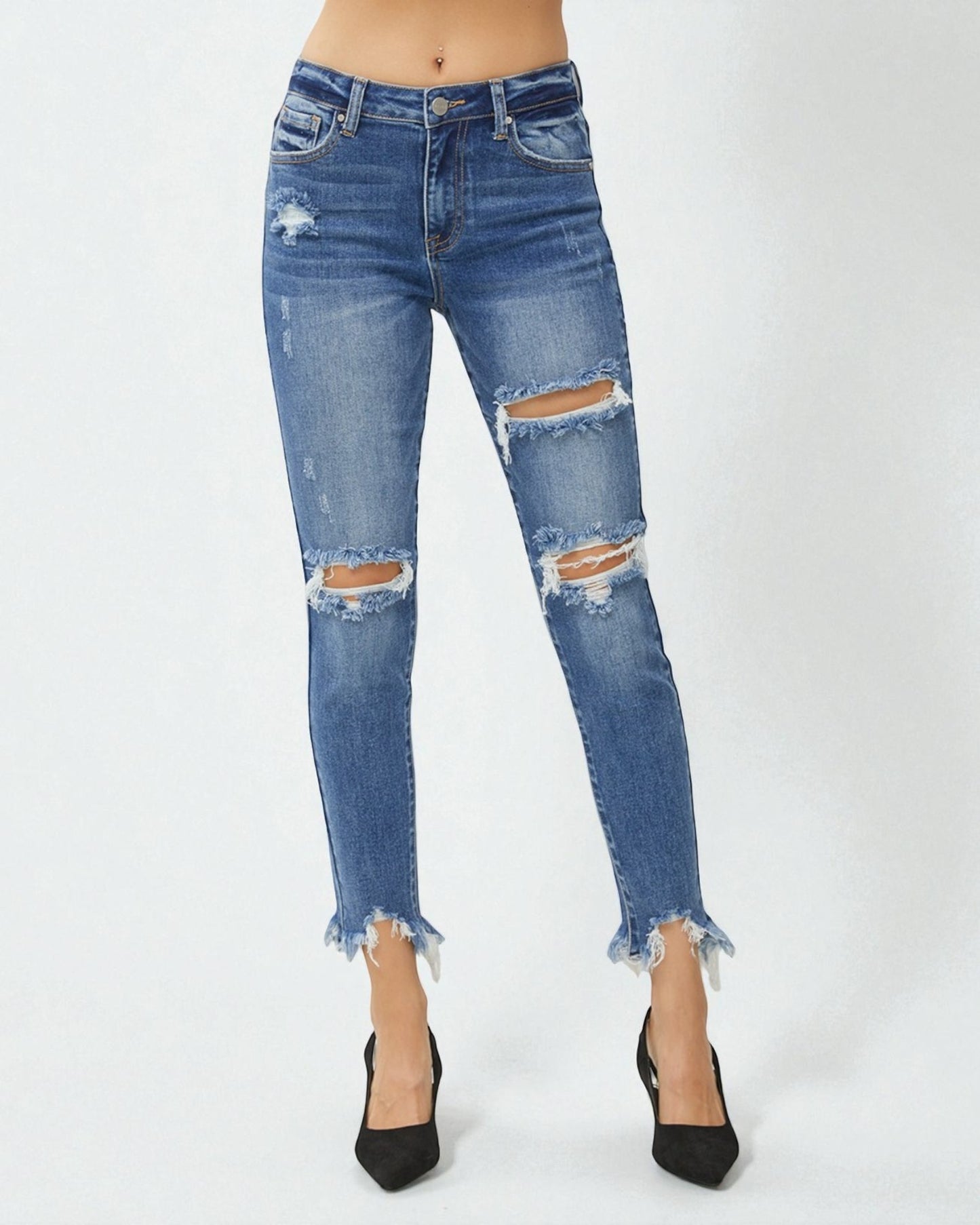 Medium Wash Distressed Skinny Jeans