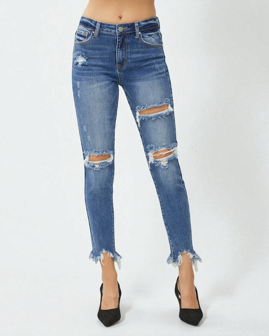 Medium Wash Distressed Skinny Jeans