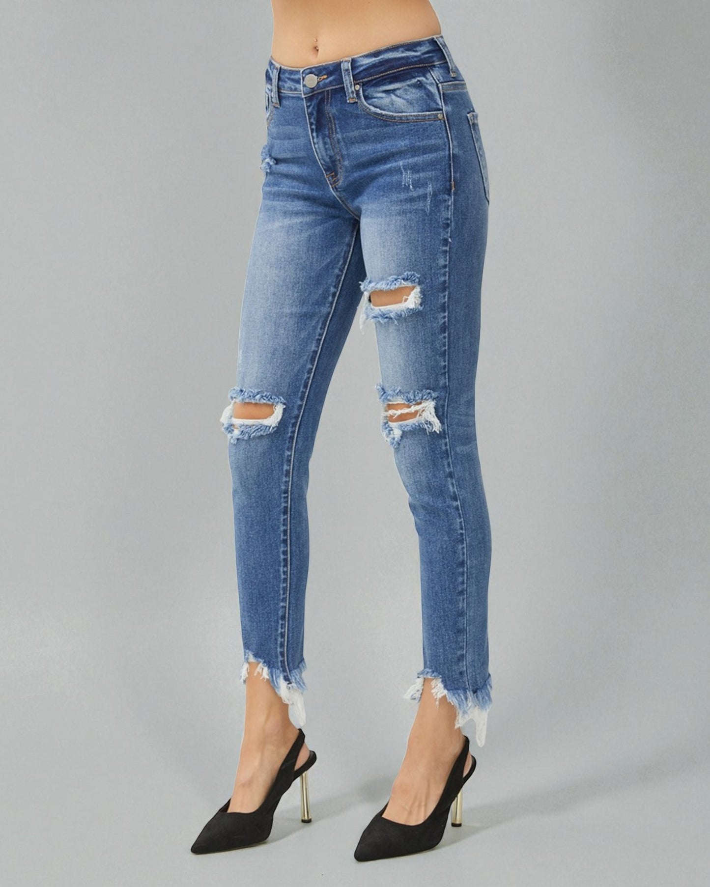 Medium Wash Distressed Skinny Jeans