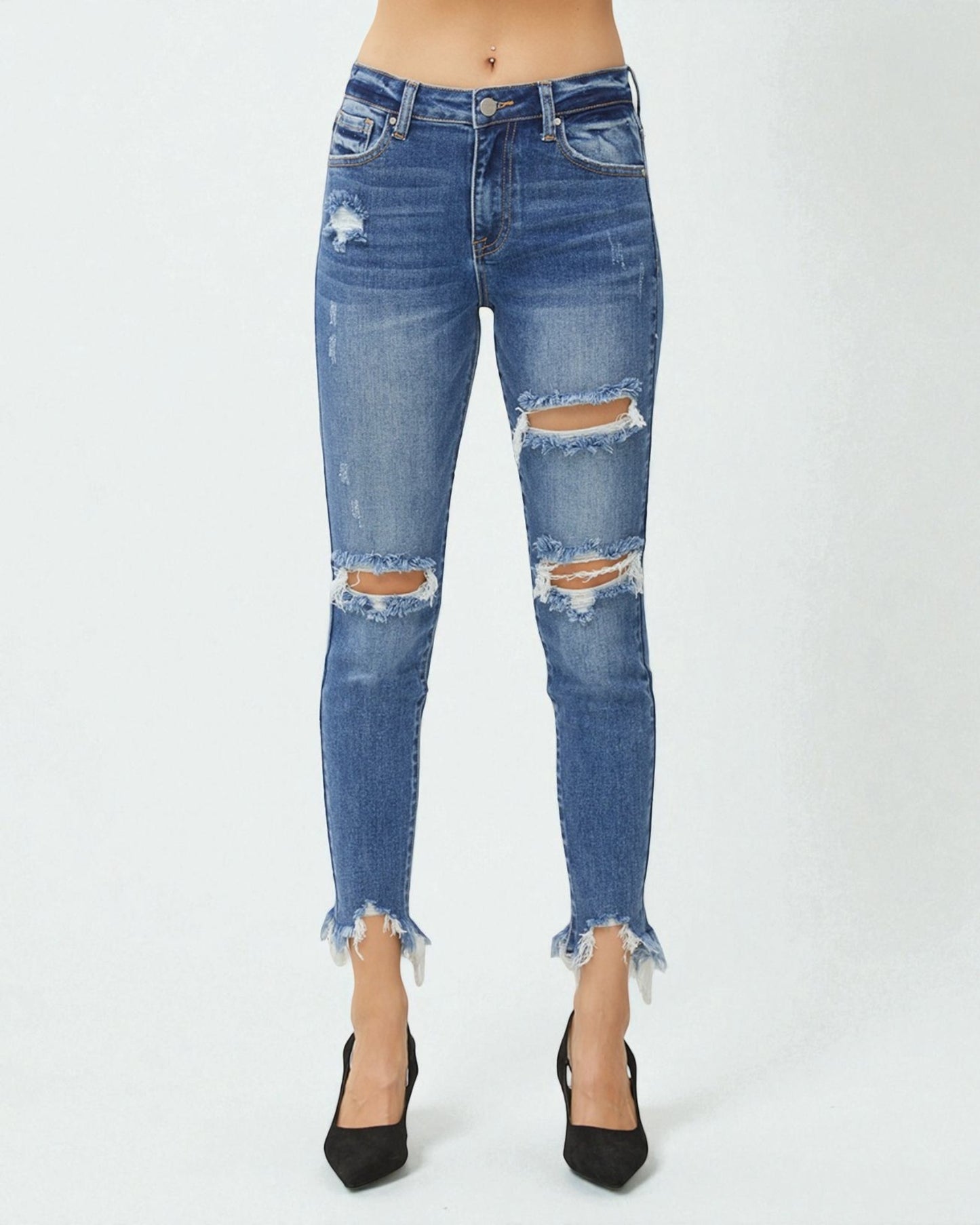 Medium Wash Distressed Skinny Jeans
