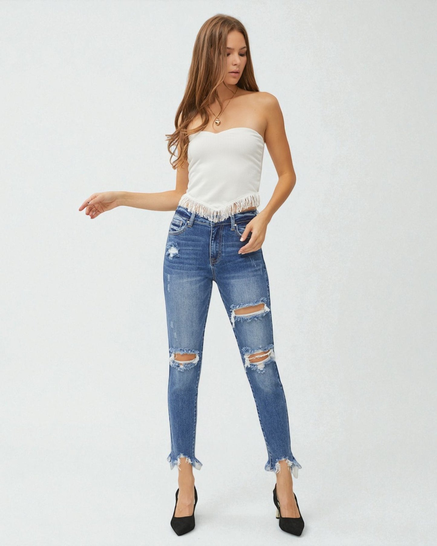 Medium Wash Distressed Skinny Jeans
