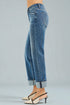 Medium Wash Cuffed Straight Leg Jeans