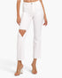 White Distressed Straight-Leg Jeans