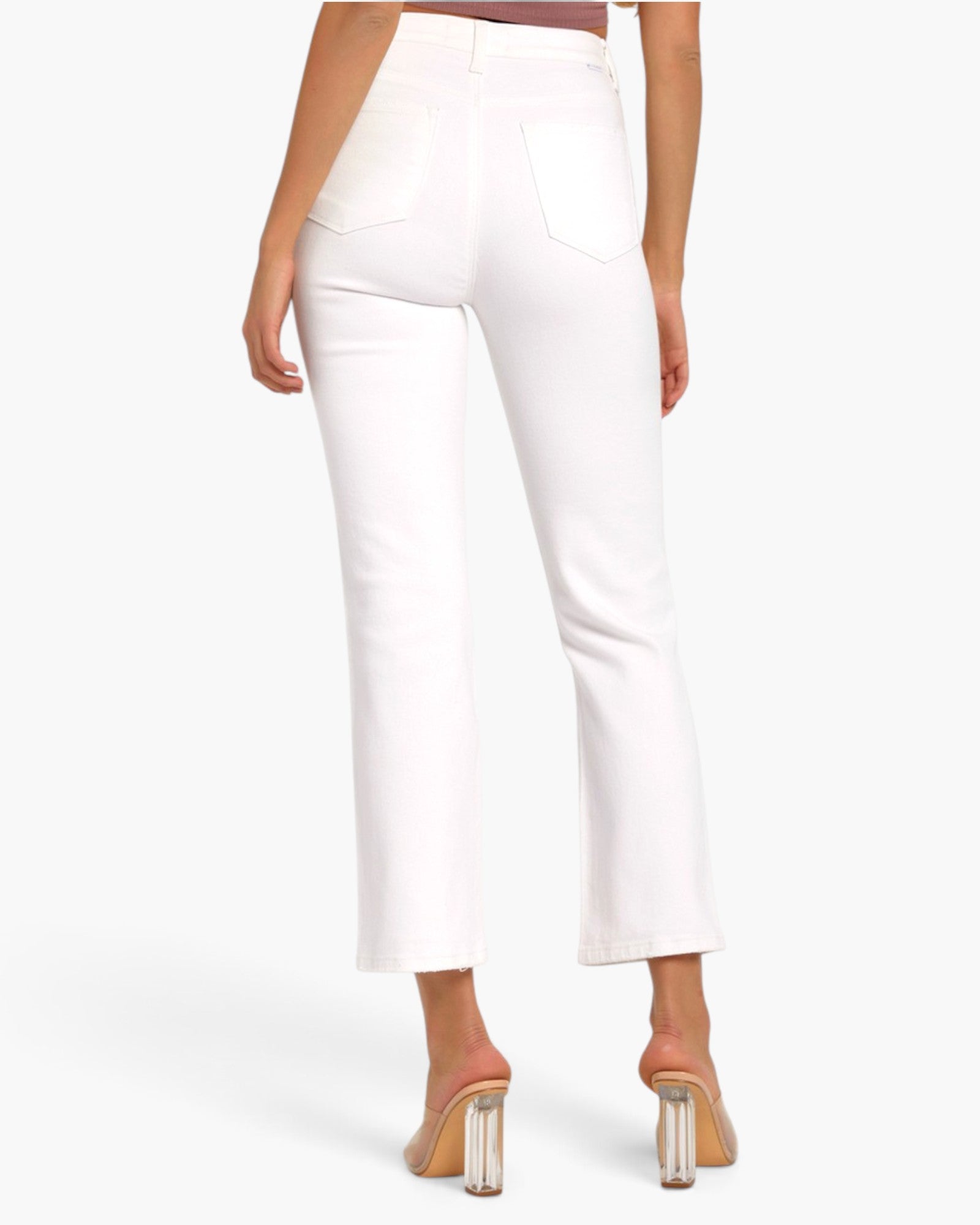 White Distressed Straight-Leg Jeans