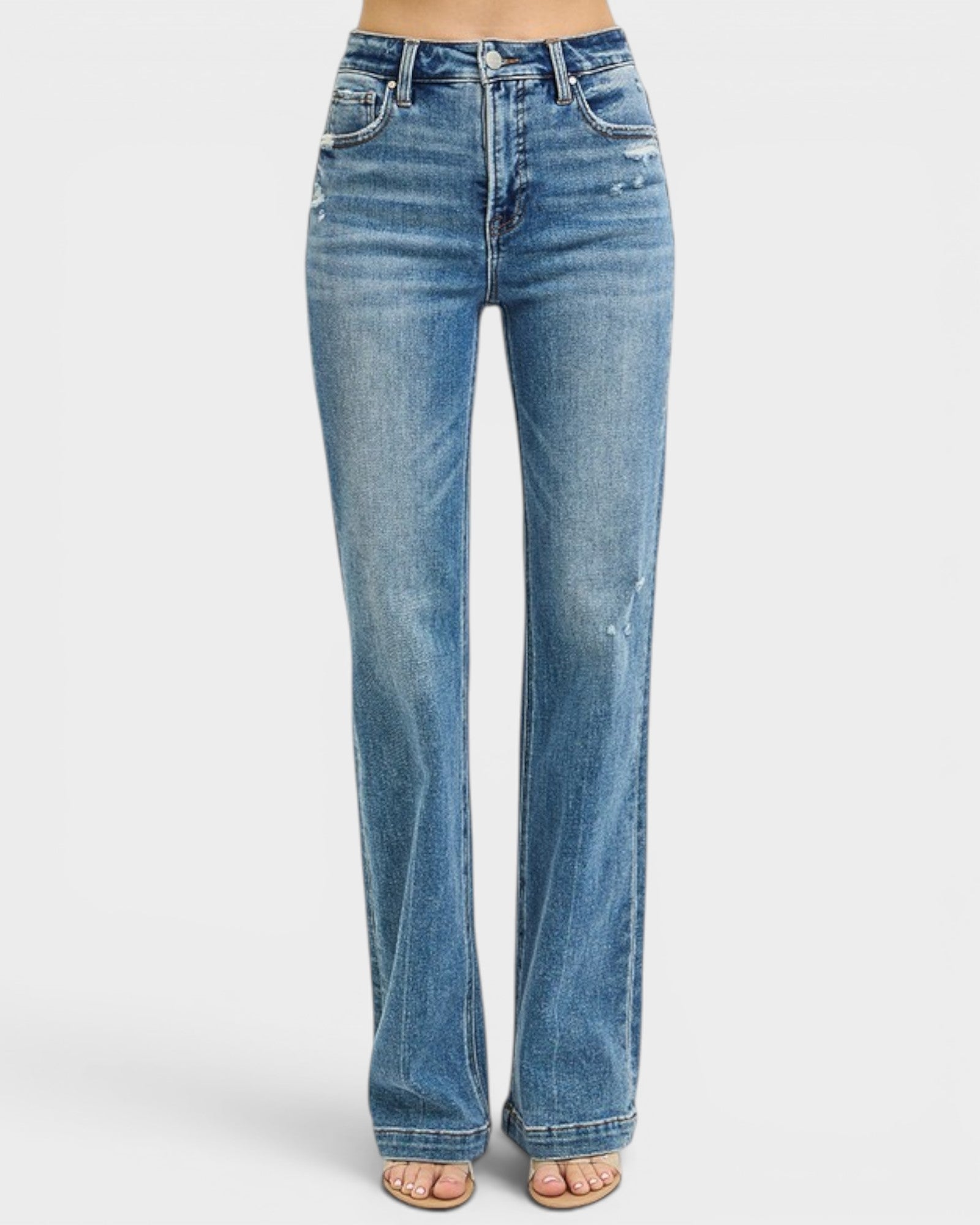 Blue jeans on a white background