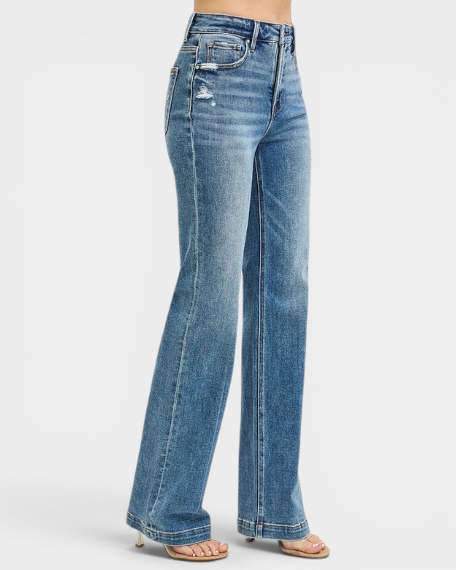 Blue jeans on a white background